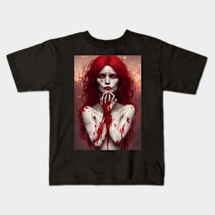 Skeleton Red Hair Face Kids T-Shirt